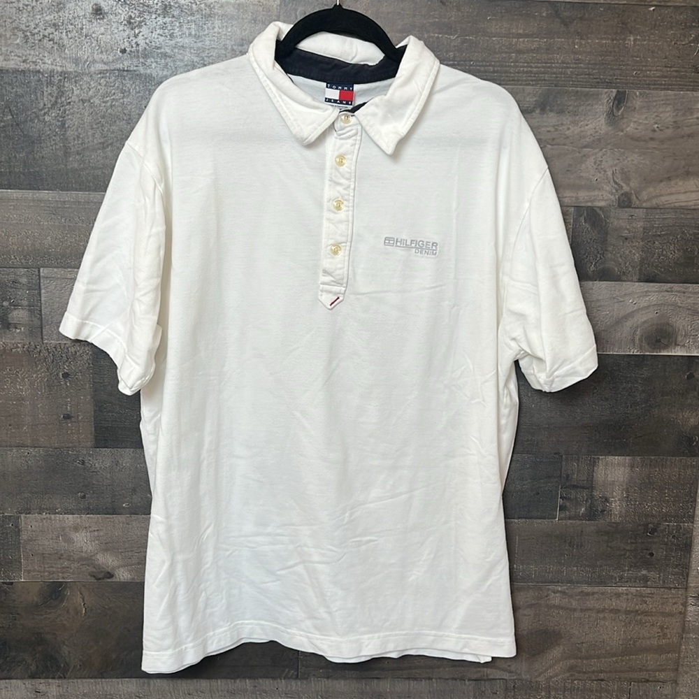 White Tommy Jeans Short Sleeve Polo Shirt